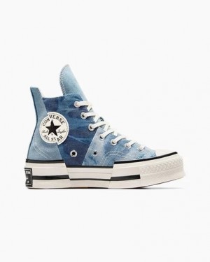 Converse Chuck 70 Plus Distressed Denim Women Sneakers Navy / Black USA | C-10937689