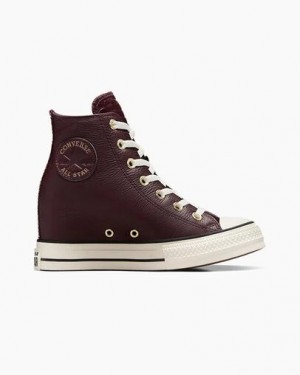 Converse Chuck Taylor All Star Classic Wedge Leather Women Sneakers Burgundy / Black USA | C-63045289