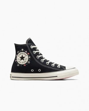 Converse Chuck Taylor All Star Embroidered Little Women Sneakers Black USA | C-36972809