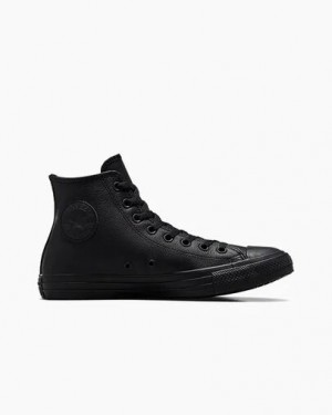 Converse Chuck Taylor All Star Leather Women Sneakers Black USA | C-39504179