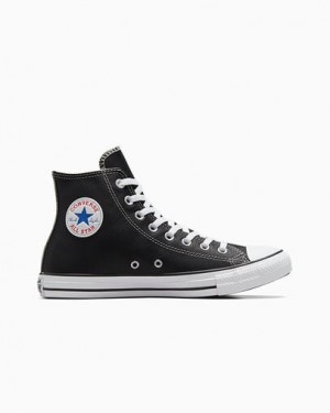 Converse Chuck Taylor All Star Leather Women Sneakers Black USA | C-43028769