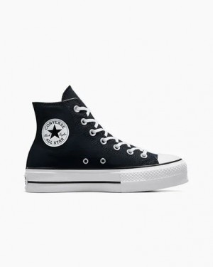 Converse Chuck Taylor All Star Lift Platform Women Canvas Shoes Black / White USA | C-62431509