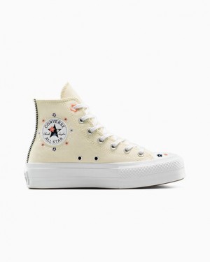 Converse Chuck Taylor All Star Lift Women Platform Shoes Light Beige / White / Coral USA | C-87906259