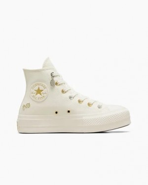 Converse Chuck Taylor All Star Lift Women Platform Shoes White / Gold / Silver USA | C-63451909