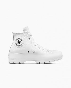 Converse Chuck Taylor All Star Lugged Leather Women Sneakers White / Black USA | C-89213479