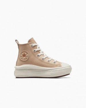 Converse Chuck Taylor All Star Move Leather Kids' Sneakers Light Brown USA | C-50678199