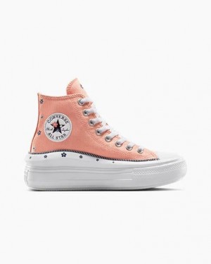 Converse Chuck Taylor All Star Move Women Platform Shoes Coral / White USA | C-54791829