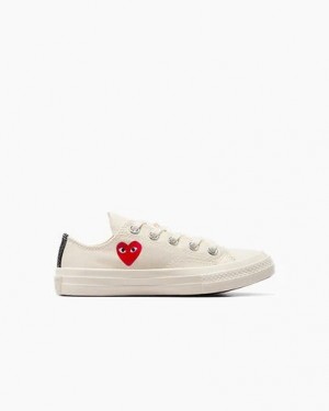 Converse PLAY Comme des Garçons Single Heart Chuck 70 Kids' Sneakers White / Red / Black USA | C-75493269