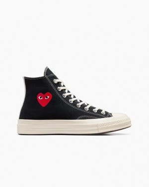 Converse PLAY Comme des Garçons Single Heart Chuck 70 Men Sneakers Black / Red USA | C-86739059