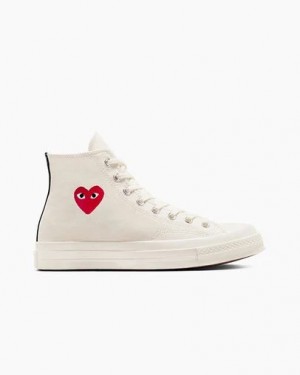 Converse PLAY Comme des Garçons Single Heart Chuck 70 Men Sneakers White / Red / Black USA | C-45683279