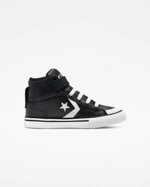 Converse Pro Blaze Strap Leather Kids' Sneakers Black / White USA | C-96321849