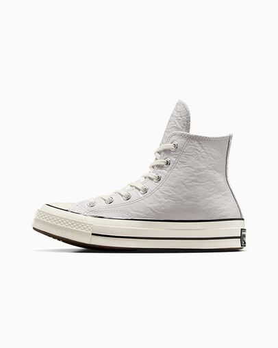 Converse Chuck 70 Crinkled Leather Women Sneakers Grey / Black USA | C-48137069