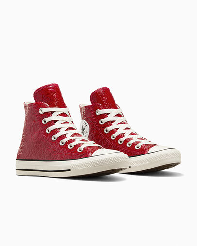 Converse Chuck Taylor All Star Crinkled Leather Women Sneakers Red USA | C-65128439