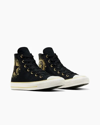 Converse Chuck Taylor All Star Gold Metallic Kids' Sneakers Black / Gold / White USA | C-70842169