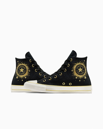 Converse Chuck Taylor All Star Gold Metallic Kids' Sneakers Black / Gold / White USA | C-70842169