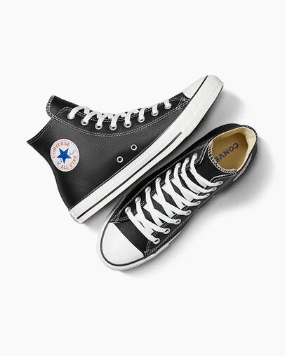 Converse Chuck Taylor All Star Leather Men Sneakers Black USA | C-62193809