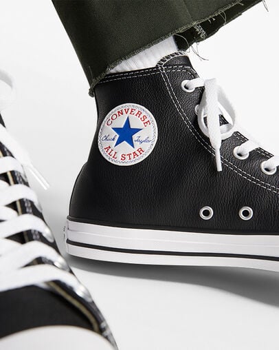 Converse Chuck Taylor All Star Leather Men Sneakers Black USA | C-62193809