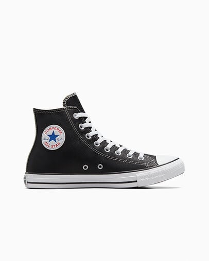 Converse Chuck Taylor All Star Leather Men Sneakers Black USA | C-62193809