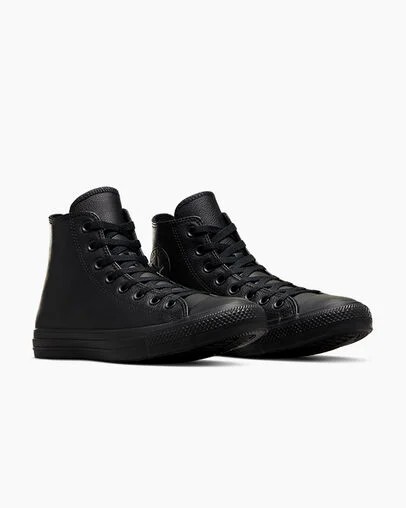 Converse Chuck Taylor All Star Leather Women Sneakers Black USA | C-39504179