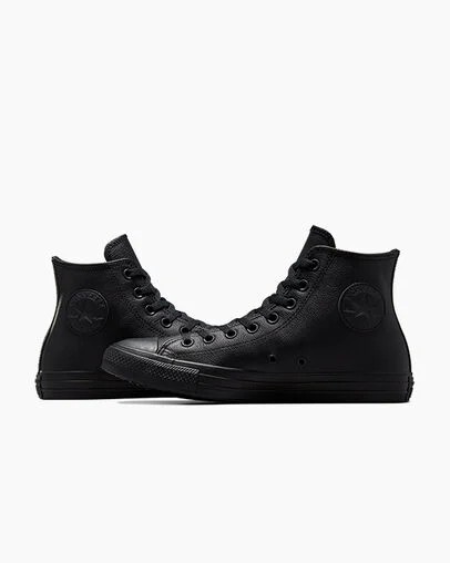 Converse Chuck Taylor All Star Leather Women Sneakers Black USA | C-39504179