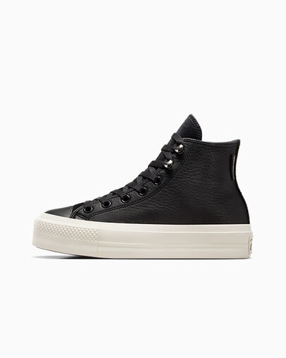 Converse Chuck Taylor All Star Lift Platform Water Repellent Leather Women Boots Black USA | C-96125349