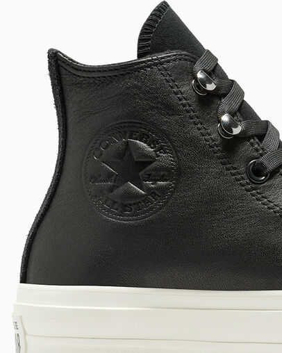 Converse Chuck Taylor All Star Lift Platform Water Repellent Leather Women Boots Black USA | C-96125349