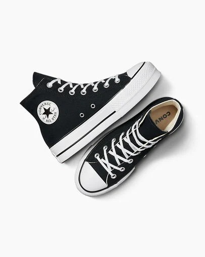 Converse Chuck Taylor All Star Lift Platform Women Canvas Shoes Black / White USA | C-48739219