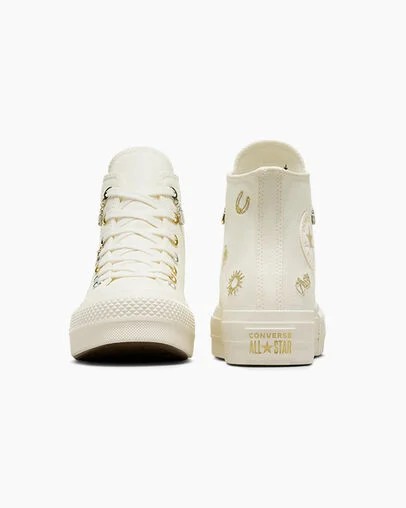 Converse Chuck Taylor All Star Lift Women Platform Shoes White / Gold / Silver USA | C-56127389