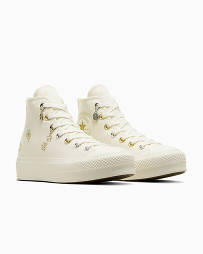 Converse Chuck Taylor All Star Lift Women Platform Shoes White / Gold / Silver USA | C-56127389