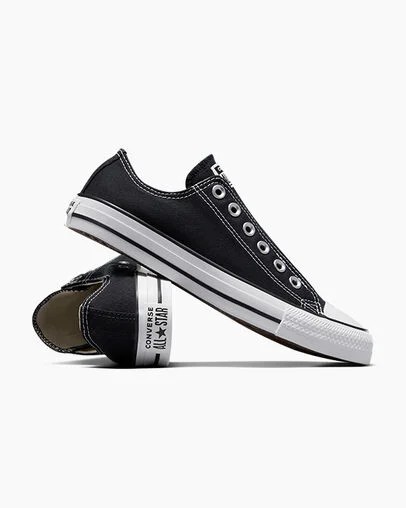 Converse Chuck Taylor All Star Men Slip On Shoes Black / White USA | C-56487939