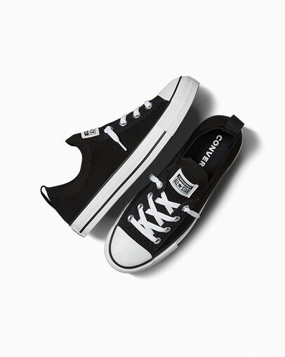 Converse Chuck Taylor All Star Shoreline Knit Women Slip On Shoes Black / White USA | C-27693089