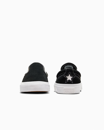 Converse One Star CC Pro Suede Slip Men Skate Shoes Black / White USA | C-09734829