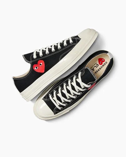 Converse PLAY Comme des Garçons Single Heart Chuck 70 Women Sneakers Black / Red USA | C-34675199