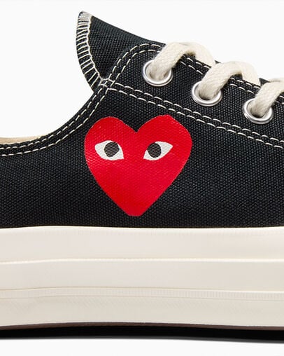 Converse PLAY Comme des Garçons Single Heart Chuck 70 Women Sneakers Black / Red USA | C-34675199