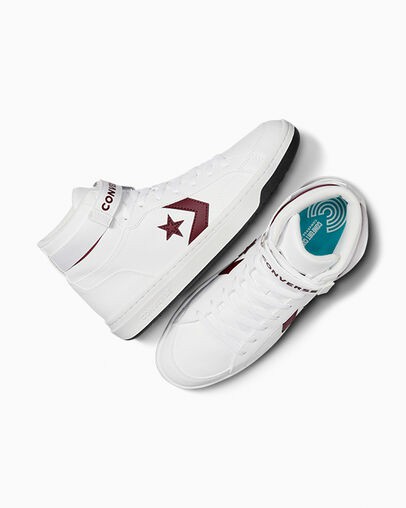 Converse Pro Blaze V2 Leather Women Basketball Shoes White / Pink USA | C-15274899