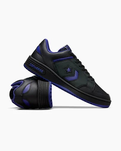 Converse Weapon Leather Men Basketball Shoes Black / Purple / Black USA | C-30265879