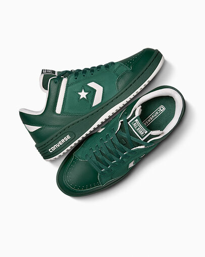 Converse Weapon Leather Men Basketball Shoes Green USA | C-19367859