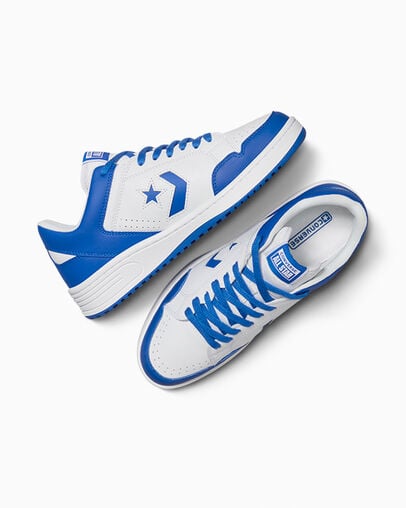 Converse Weapon Leather Men Basketball Shoes White / Blue USA | C-39648209