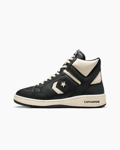 Converse Weapon Leather Women Boots Black / Beige White / Black USA | C-91482079