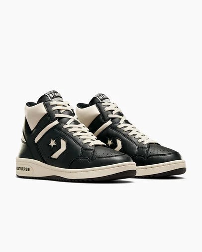 Converse Weapon Leather Women Boots Black / Beige White / Black USA | C-91482079