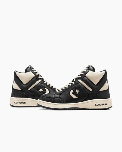 Converse Weapon Leather Women Boots Black / Beige White / Black USA | C-91482079